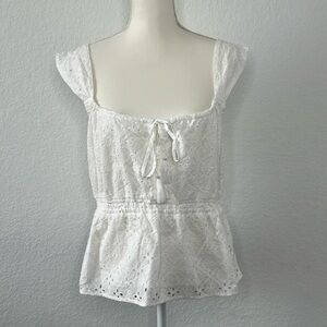 NWT Flag & Anthem 100% Cotton Sleeveless Eyelet Blouse
